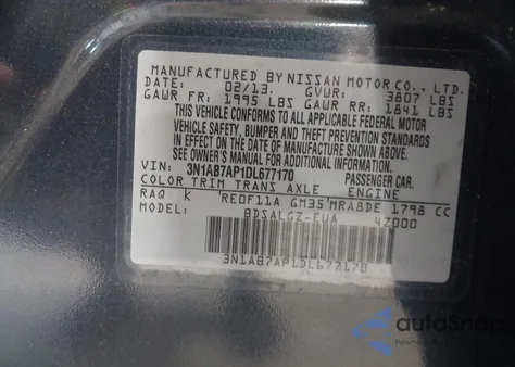 2013 Nissan Sentra Sl from USA, damaged, VIN 3N1AB7AP1DL677170